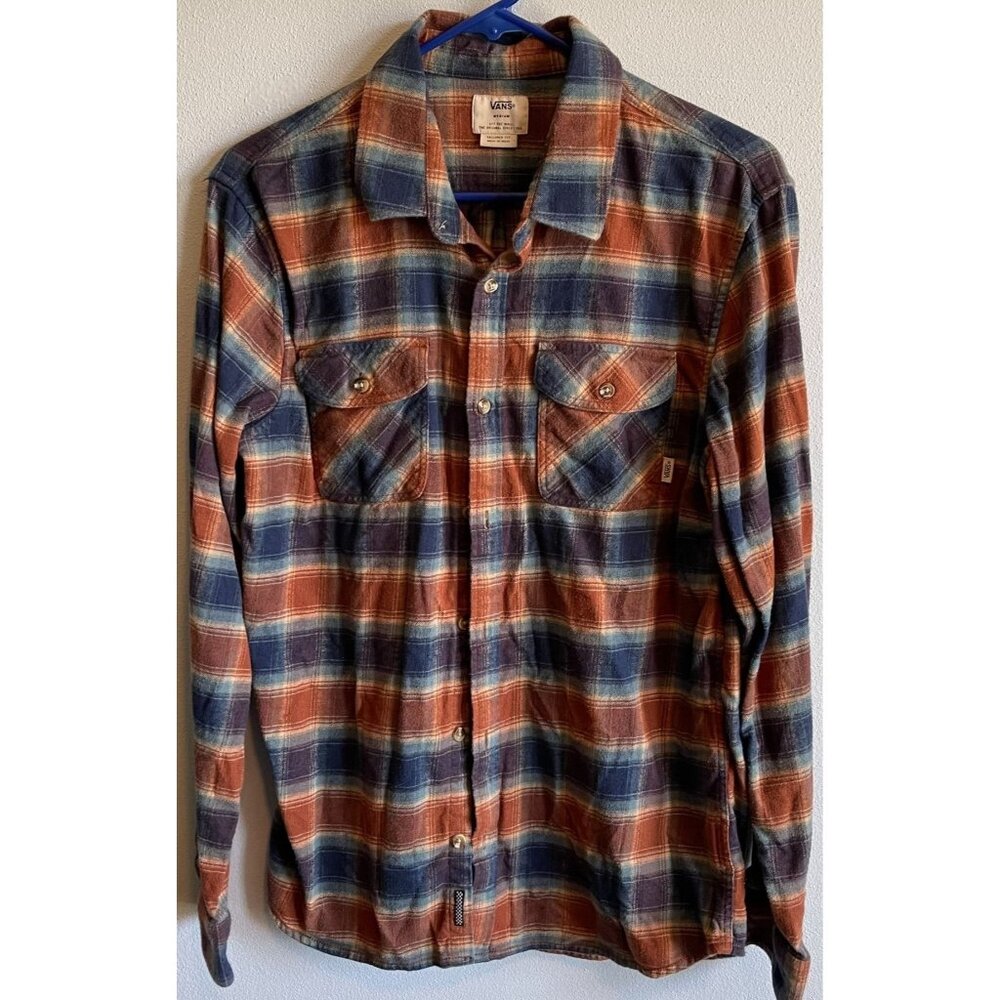 Vans Men's Plaid Button-Down Shirt – Blue and Brown